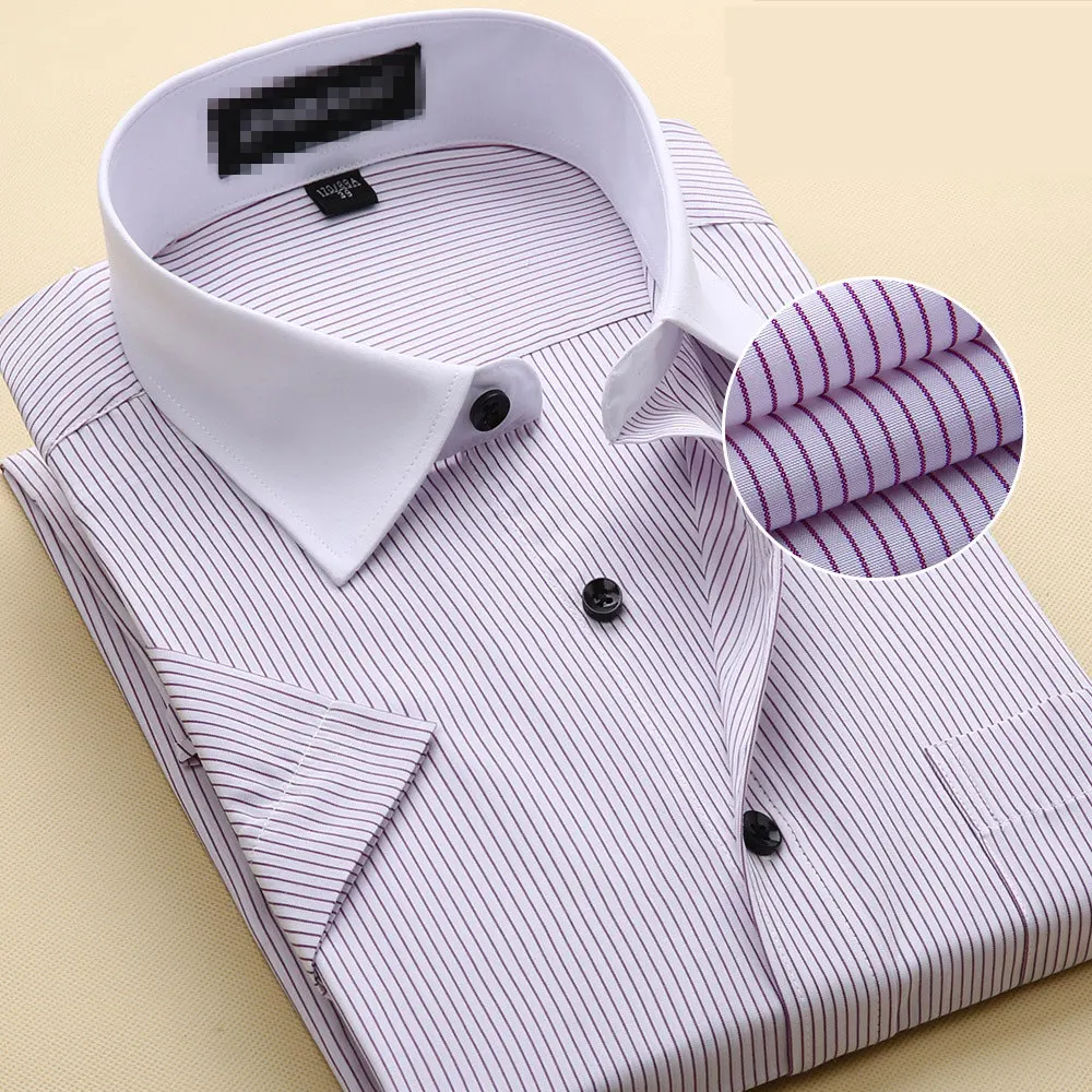 

MRMT 2019 Brand Men's Shirts Short Sleeves Oblique Stripes White Shirt for Male Overalls Leisure Self - Cultivation Shirt
