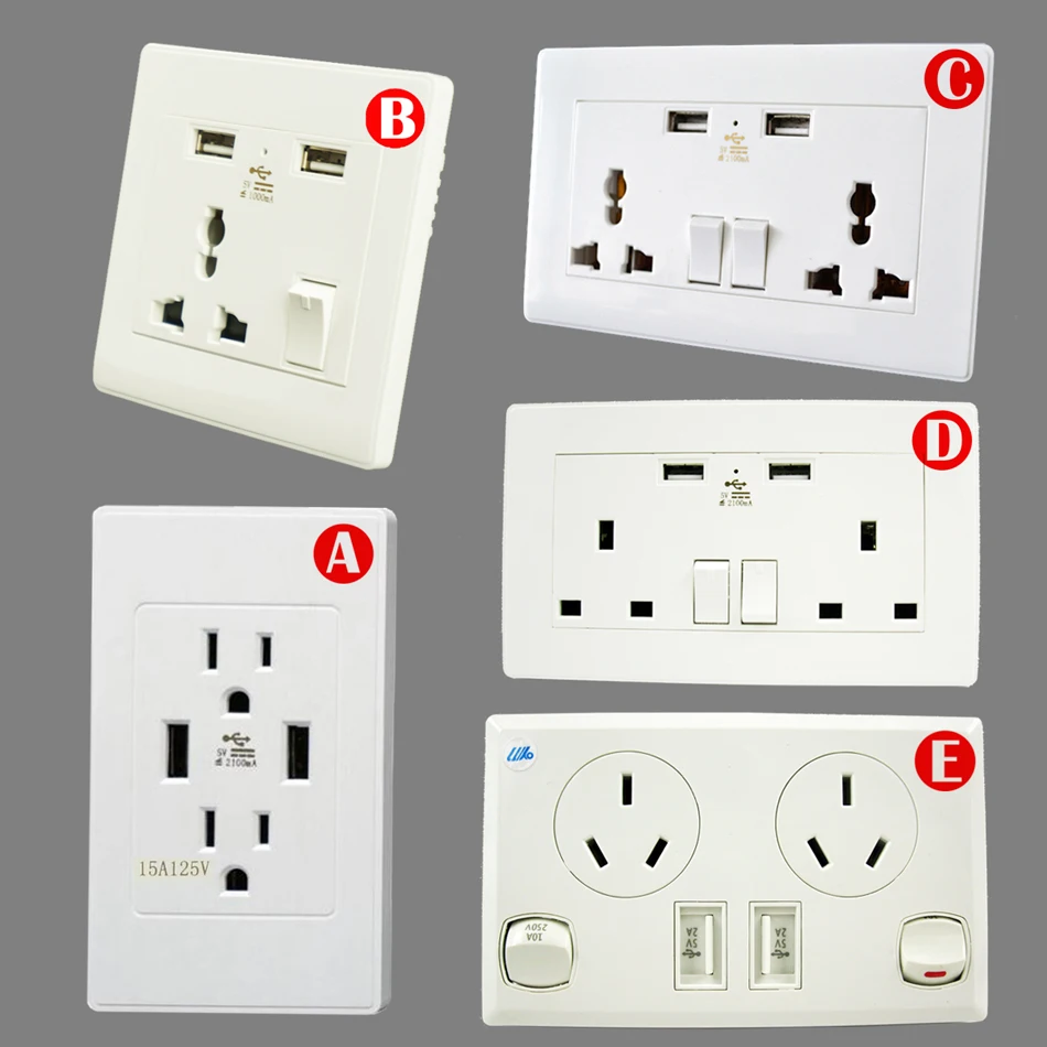 2.1A USB настенная розетка для США/Великобритании/Австралии/универсальные пробки двойной USB порт зарядное устройство высокая скорость настенная розетка AC силовая панель