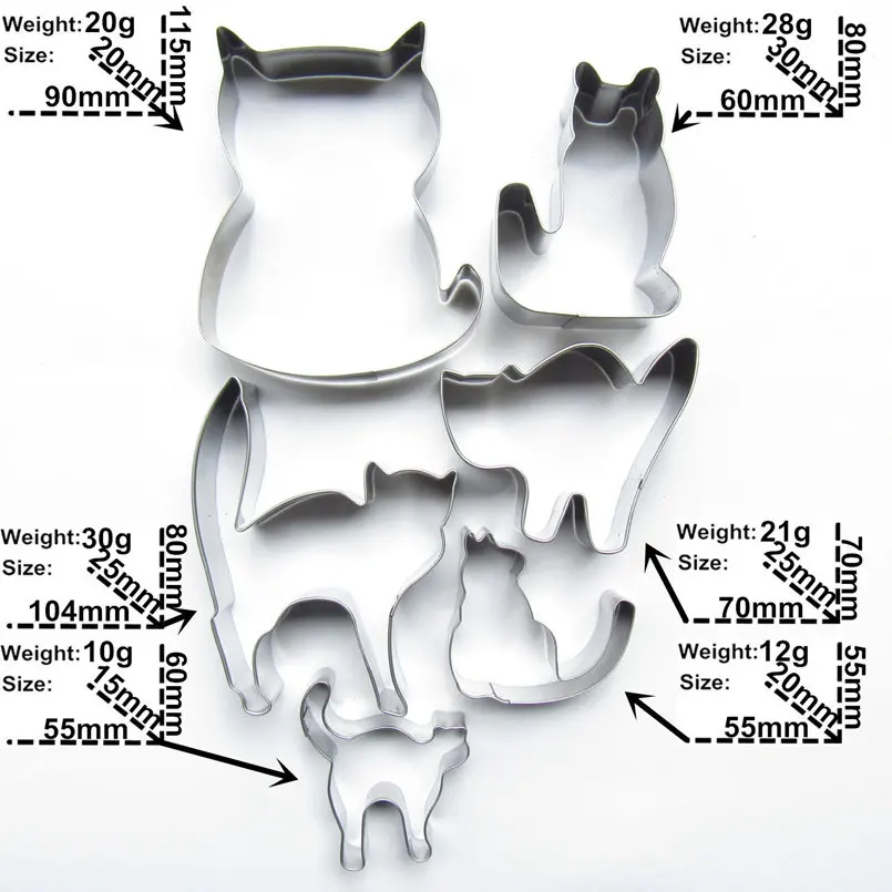 Шесть живой кошки Форма торт печенье формы для выпечки, животные украшения торта помадка резаки инструменты, прямые продажи