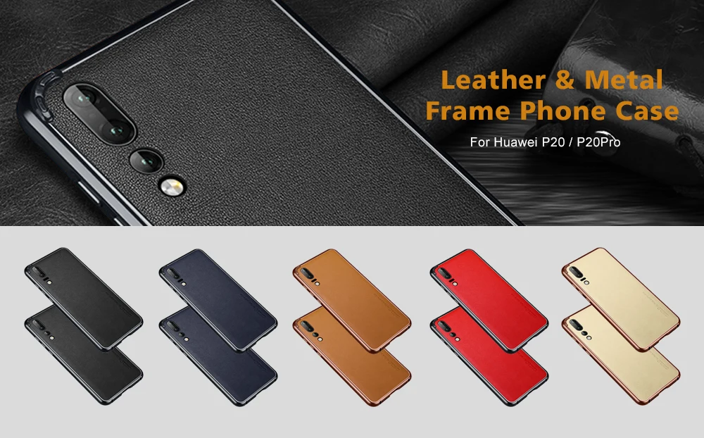 PORTEFEUILLE cute metal Soft Napa genuine lether Case For Huawei P20 Pro tide may mobile aluminum bumper parts shockproof cover (2)