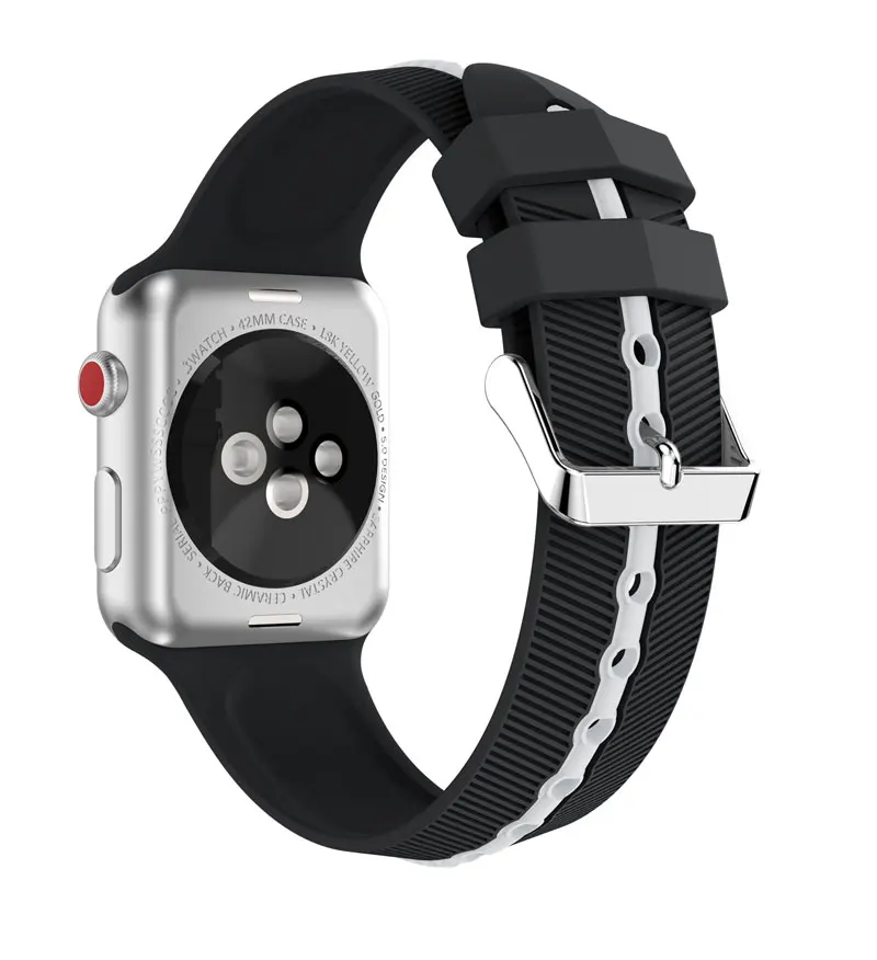 Силиконовый ремешок для Apple watch 42 мм 38 мм iWatch 4 ремешка 44 мм 40 мм двухцветный ремень браслет ремешок для Apple watch 4/3/2/1