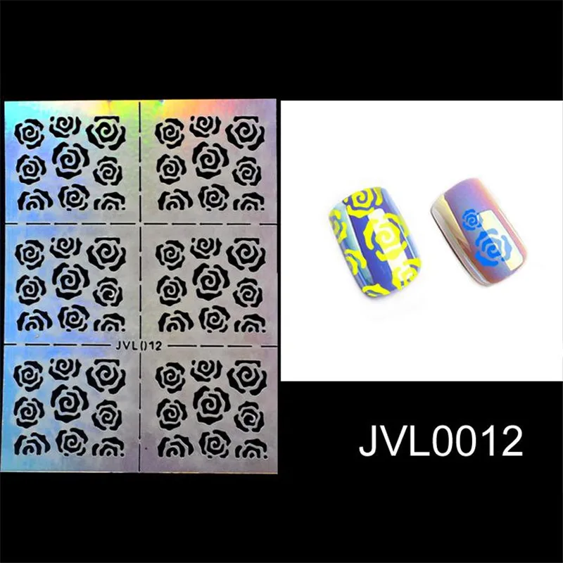 Гель-лак для ногтей виниловый наконечник руководство по переводу шаблон наклейки для ногтей Полые лазерные наклейки для дизайна ногтей трафаретная наклейка инструмент для дизайна ногтей 1 шт - Цвет: J72128