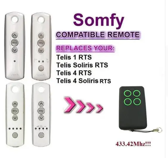 

2018 compatible garage door remote control 433,42Mhz Somfy Telis 4 RTS, Somfy Telis 4 Soliris RTS free shipping