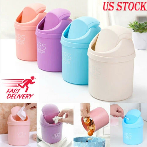 Mini Small Waste Bin Home Desktop Garbage Basket Table Trash Can Swing w/ Lid Mini Small Waste Bin Home Desktop Garbage Basket Table Trash Can Swing w/ Lid