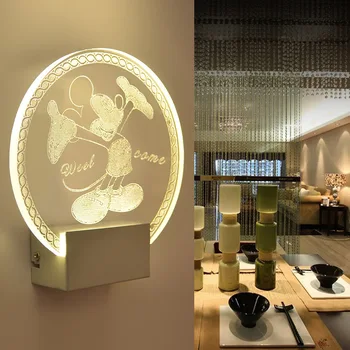 

Modern Simple LED Wall Lamp Acrylic wall lights Bedroom Bedside Hallway Light Indoorlighting Mickey Mouse Wall Lighting
