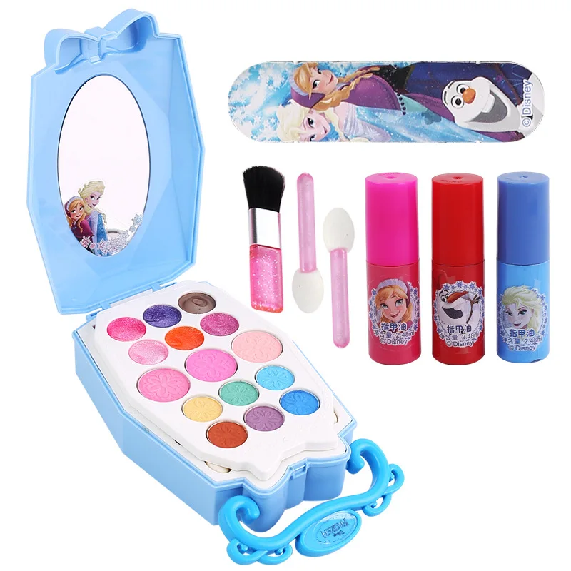 Disney Pretend Play Frozen Beauty Fashion Toys Children's Cosmetics Non-toxic Makeup Washable Cosmetic Case Makeup Toys