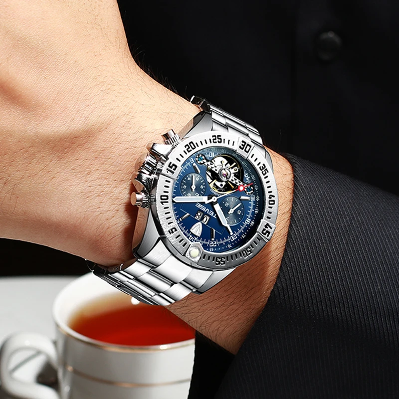 Tevise мужские Tourbillon автоматические механические часы лучший бренд класса люкс золотые для мужчин с автоматическим заводом наручные часы Relogio Masculino