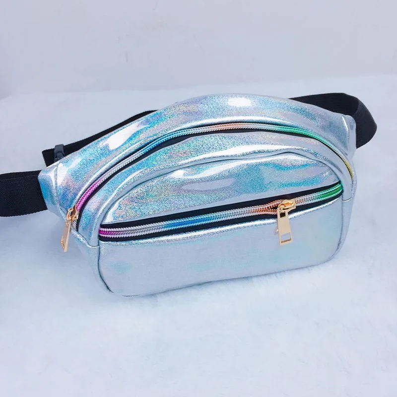 Мода 2018 голографическая поясная сумка Для женщин лазерной Бум Сумка Пляжная блестящие Поясные сумки модные Голограмма ПУ путешествия мини