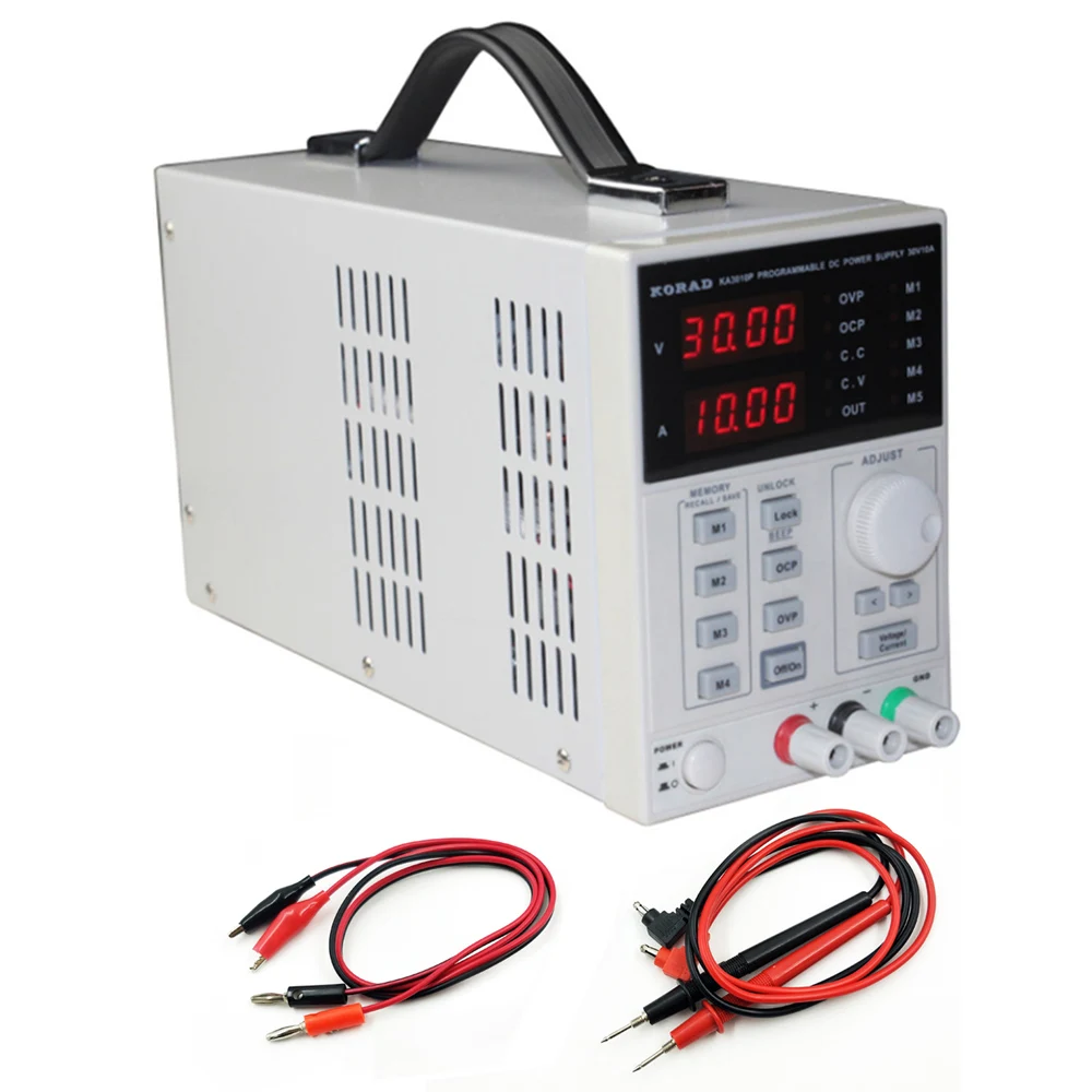 

KA3010P adjustable programmable digital linear DC power supply 30V 10A 0.01V 0.001A USB RS232 connects PC+DC socket group