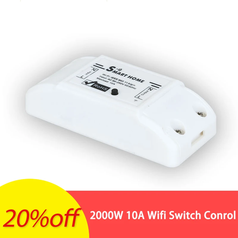 

2000W 10A Security Wifi Switch Control DIY Wireless Timer Automation Module Switch for Tuya Smart Life APP for Google Alexa