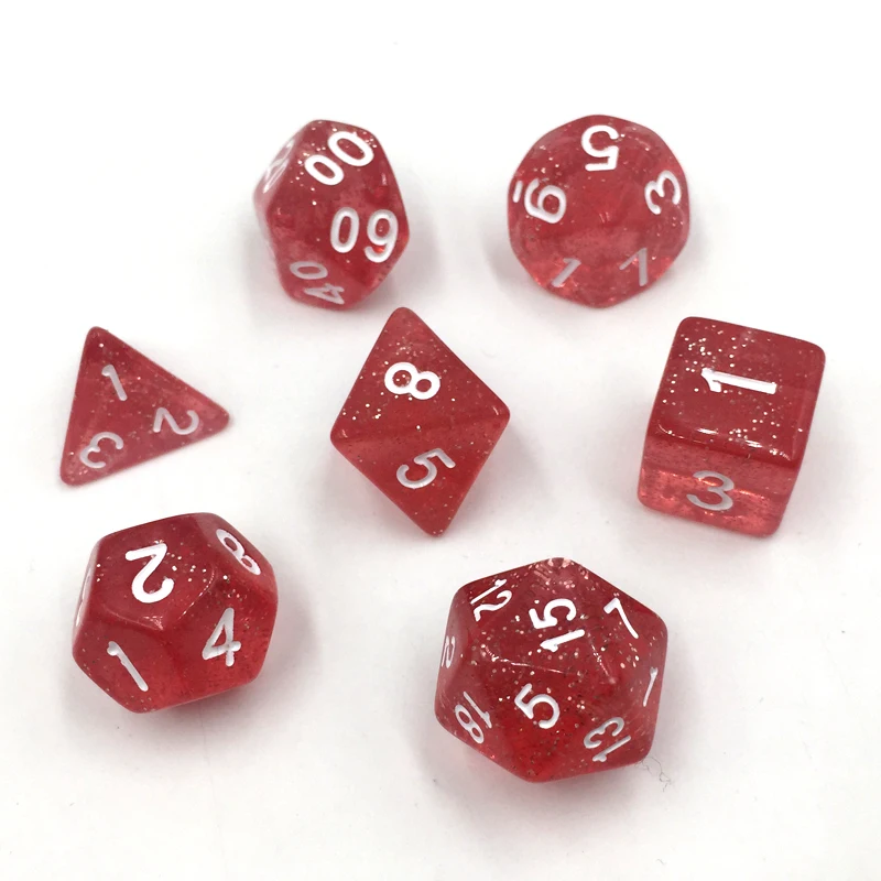 

Rollooo Glitter Rpg dice D4 D6 D8 D10 D% D12 and D20 7Pcs/Set