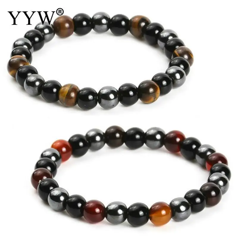 

Hematite Black Obsidian Tiger Eye Stones Strand Beaded Stretch Bracelets Powerful Energy Men Women Jewelry 8mm 10mm options