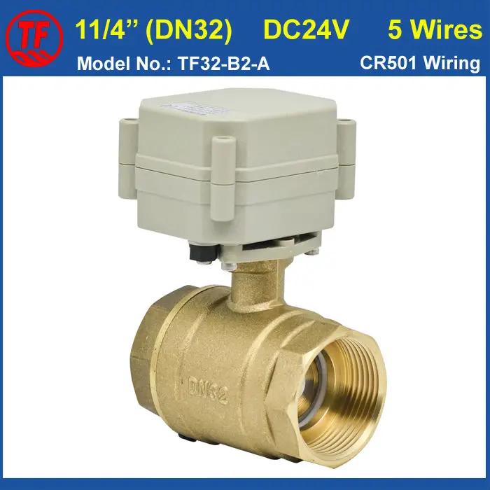 

DC24V 5 Wires 11/4'' Actuated Ball Valve With Signal Feedback DN32 Electric Ball Valves BSP or NPT Thread 29mm Bore Metal Gear