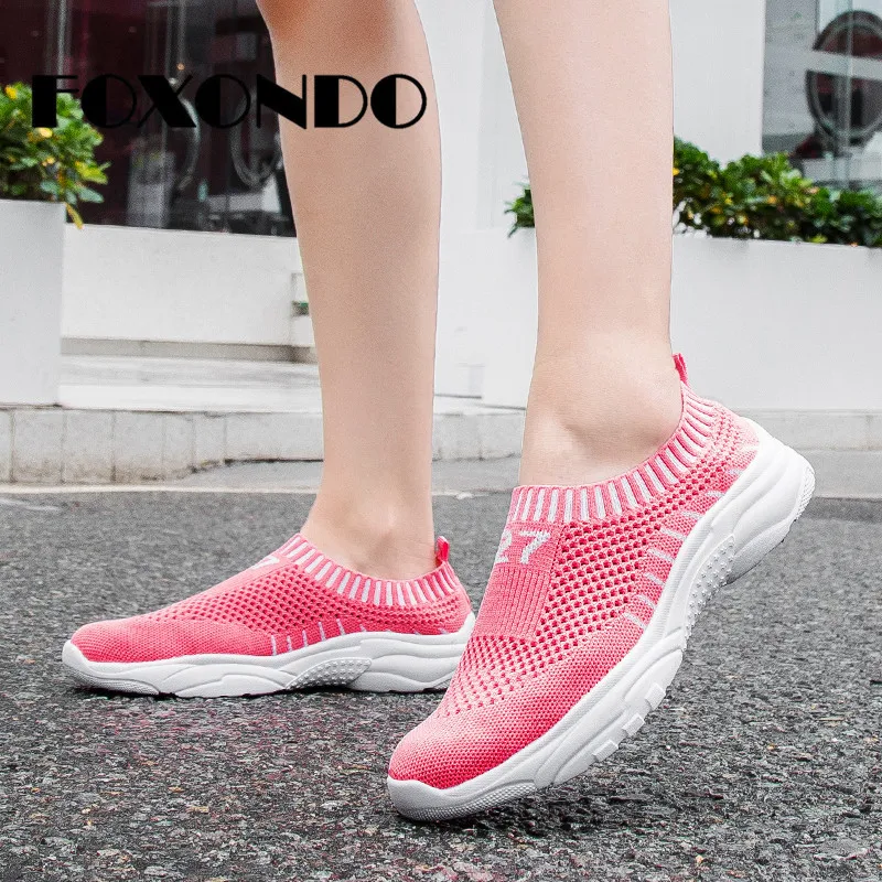 

FOXONDO 2019Spring Fashion Women Sneakers Shoes Women Breathable Mesh Flat Shoes Ballet Flats Female Slip On Flats Loafers Shoes
