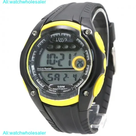 DW441C Chronograph Date BackLight Water Resist Ladies Women Yellow Digital Watch