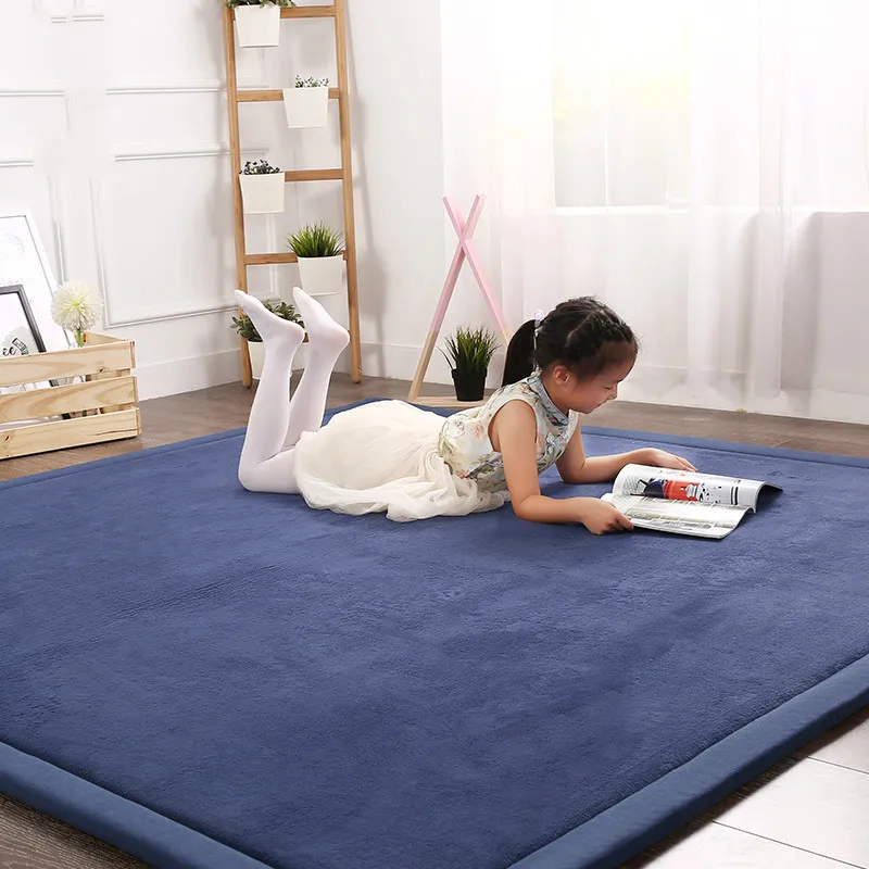 Японский бархатный ковер татами кораллового цвета для гостиной, спальни, кровати, коврики для детских игр, ковер для детской комнаты толщиной 2 см, на заказ