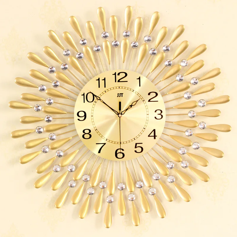 

Modern Luxury Diamond Wall Clock Design Digital Large Wall Clock Mounted Metal Wall Watch DIY Living Room Decoration R1481