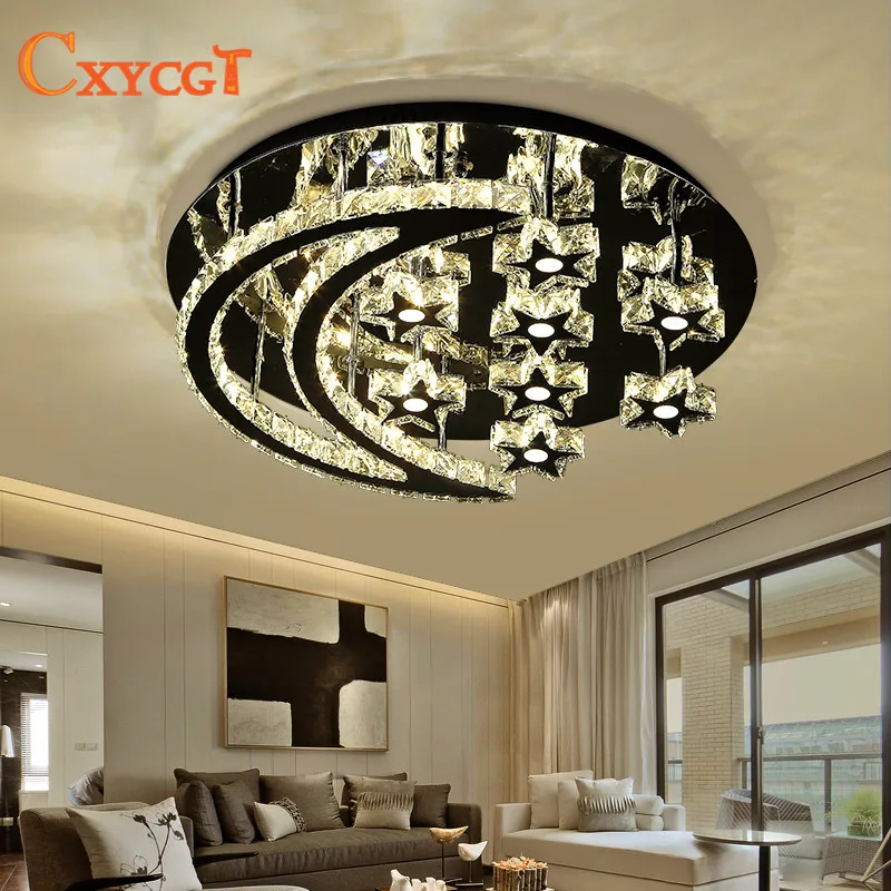 

led k9 crystal lamps round ceiling lamps modern simple bedroom lights warm hall lights restaurant lights