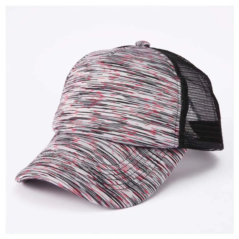Новая уличная быстросохнущая Кепка для гольфа, спортивная бейсболка в полоску, летние дышащие сетчатые волоконные шляпы, бейсбольная кепка с хвостом, распродажа - Цвет: Black and red stripe