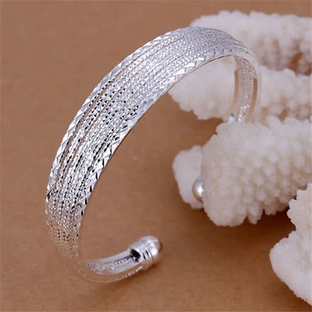 

B145 Fashion Silver Color Charm Bangle Cuff Bracelet Bangles For Women Jewelry Gift Bangles Line Bracelets /alzajdga