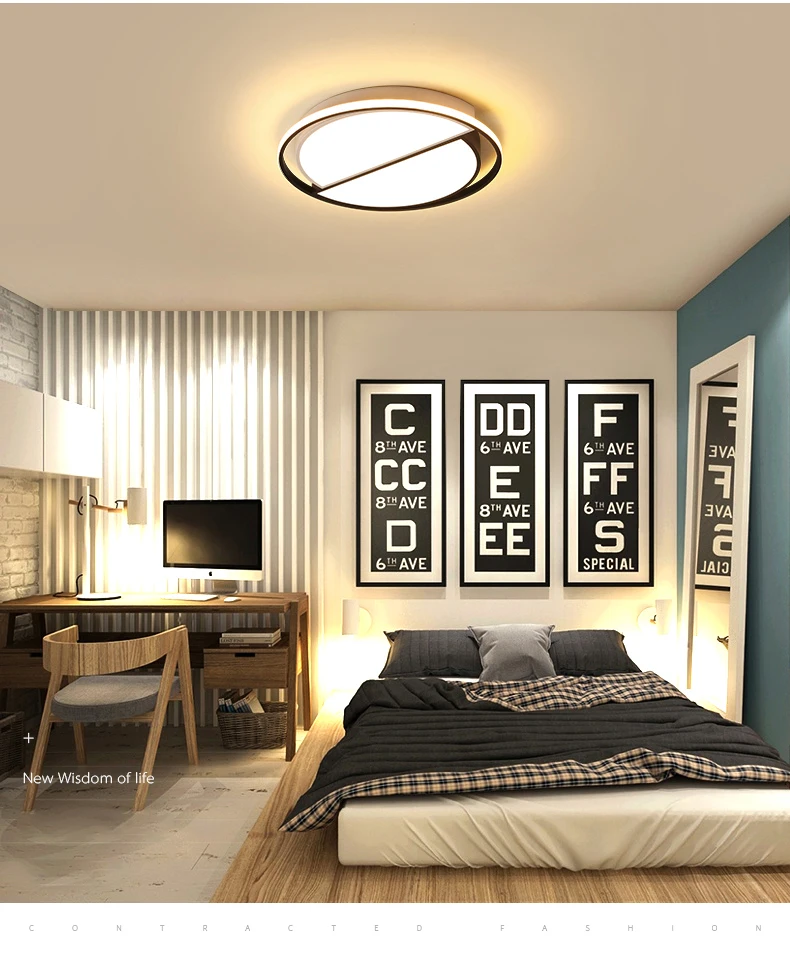 Modern Round Iron Living Room Chandelier Fixtures LED Lustre Bedroom Restaurant Dimmable Chandeliers Lighting Lampara Techo 15