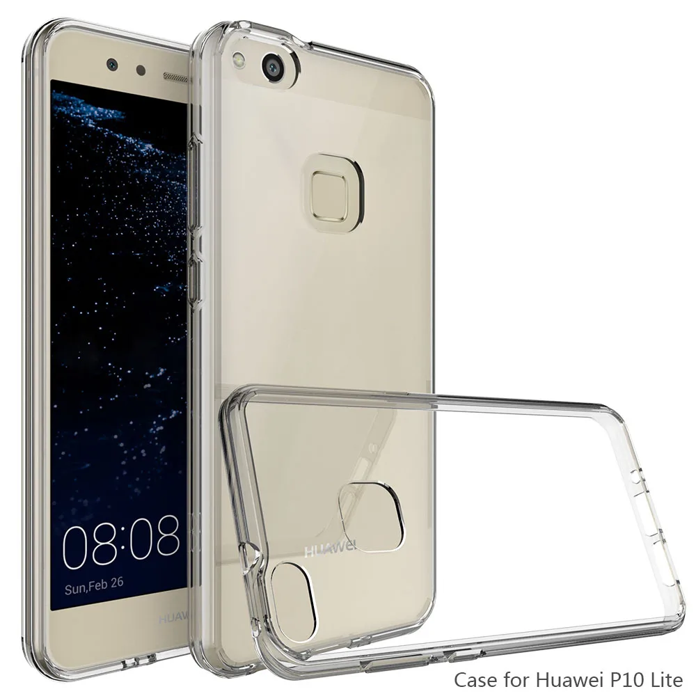 

Clear Slim Fit TPU Frame Acrylic Back Hard Case Shockproof Anti Scratch Transparent Cover For Huawei Ascend P10 Plus P10 Lite@