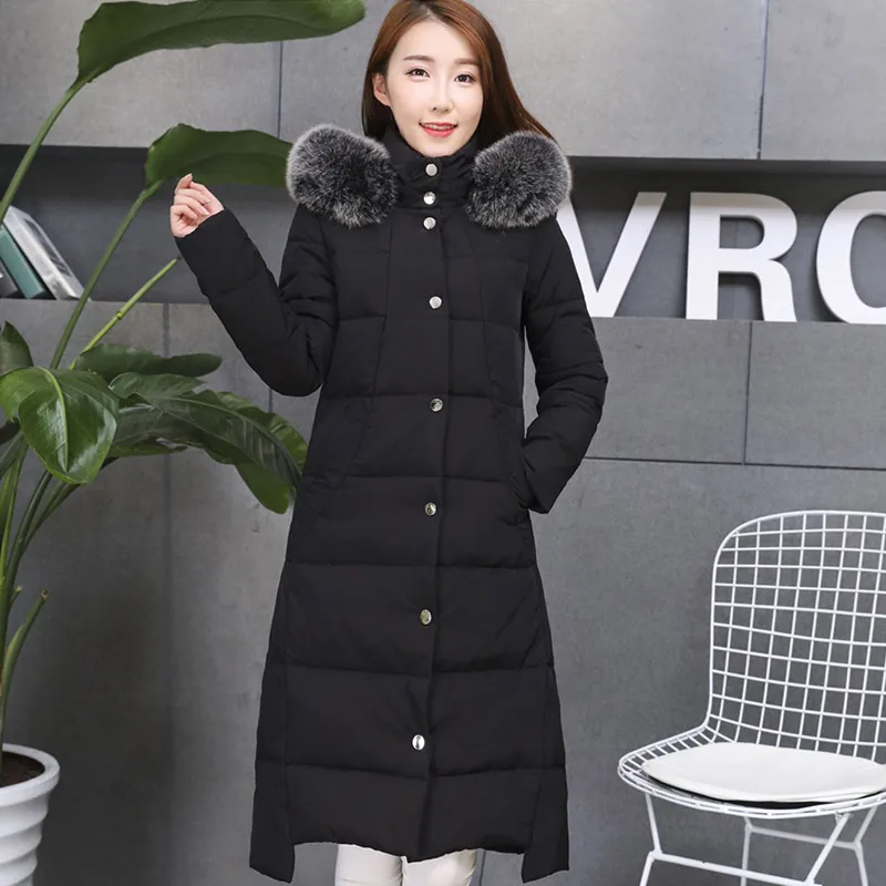 Rembourré Chaud Outwear Gray long Femmes Zipper Lumière brown X dark Dernière Et Femelle De D'hiver Dow Yl1795 Vestes Black 2017 Manteaux Ouatée À Parkas Fourrure Capuchon yfv7Ygb6