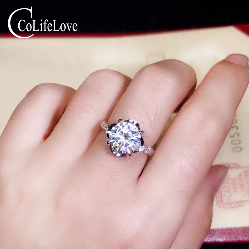 CoLife Jewelry 100% Real Moissanite Ring for Engagement 1ct To 3ct F Color VVS Grade Moissanite Ring Silver Gemstone Ring