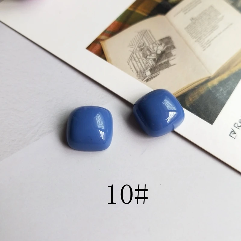 Ретро половинные таблетки смолы квадратный чистый цвет патч ухо-гвоздь кольцо moandi японский DIY ручной работы серьги материал аксессуары - Color: 10