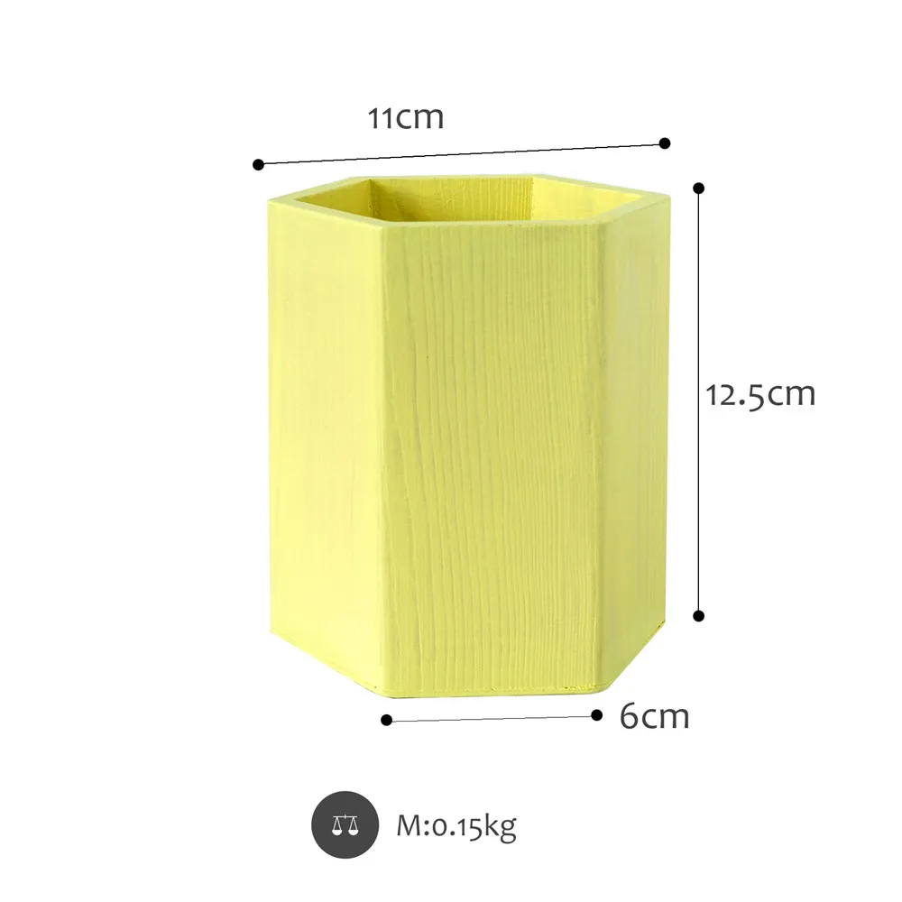 Скандинавский деревянный шестиугольный карандаш-держатель элегантность Макарон карамельный цвет Ins Цветочная машина цветная ваза для цветов банка для хранения для дома - Цвет: 9