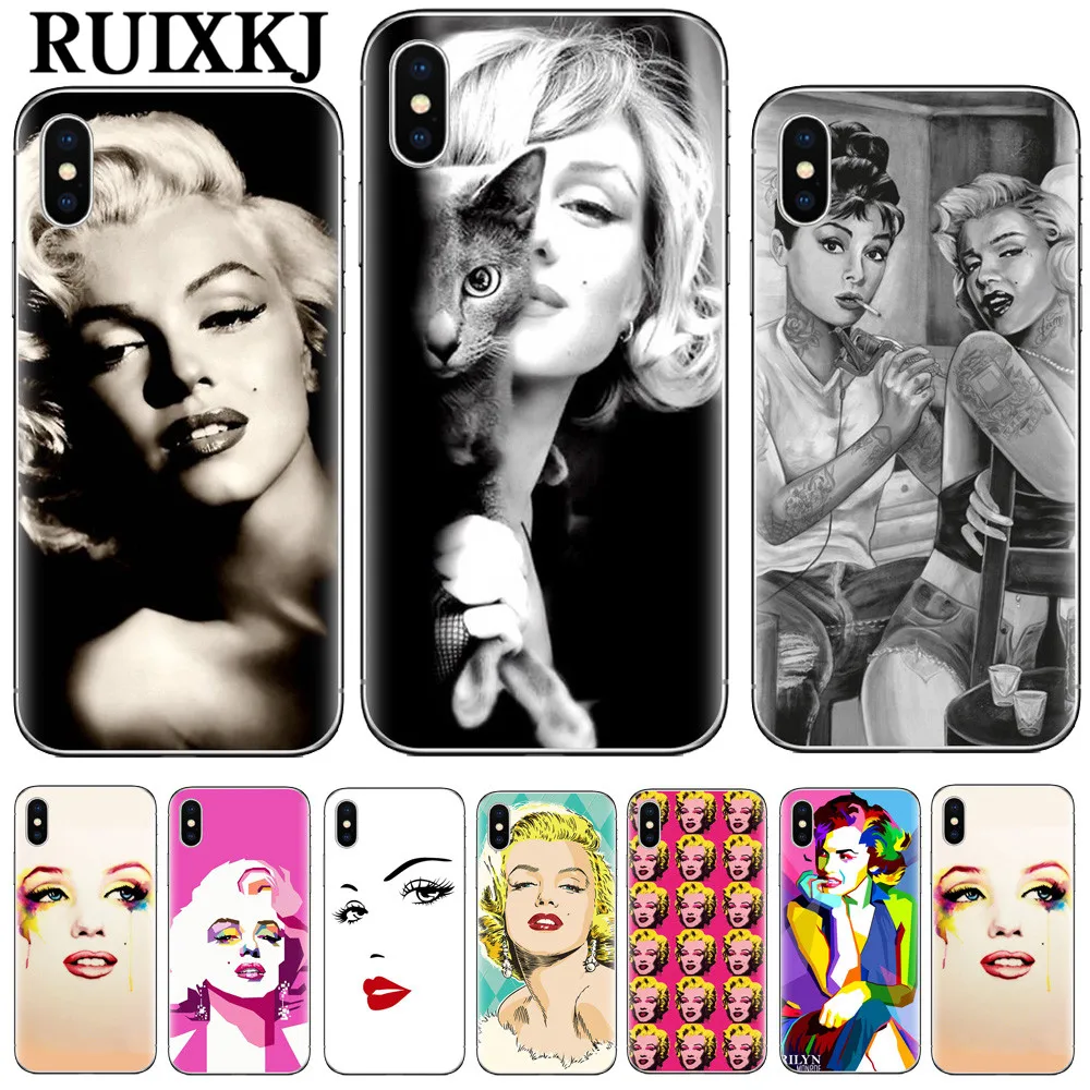 

Phone Case For iphone 5 5S SE 6 6S Plus 7 8 Plus Sexy Girl Marilyn Monroe Design Printing Soft Silicone Case For iphone X Cover