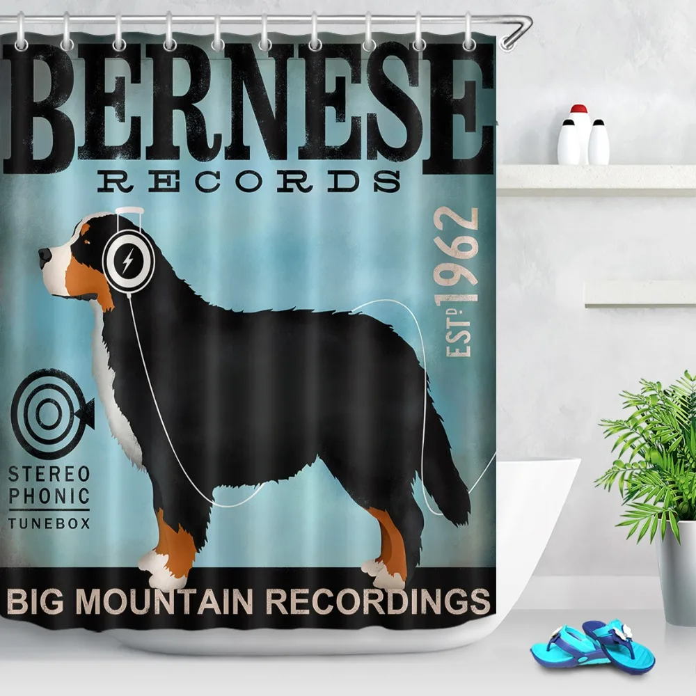 LB Bernese наушники Saint Bernard забавная занавеска для душа собака водонепроницаемая