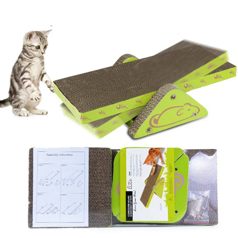 

[MPK Cat Toy] Cat Scratch Board See-Saw 38cm long, 12.5cm wide, Corrugated Cardboard Cat Scratcher with Catnip