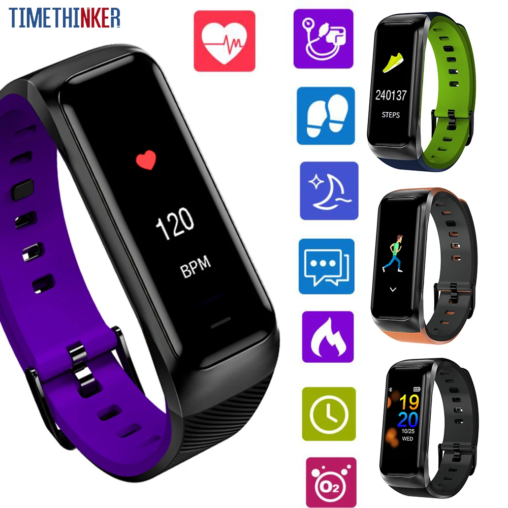 

Timethinker Smart Bracelet Bluetooth Smartwatch Blood Pressure Heart Rate Monitor Pedometer 0.96" Smartband Fitness Tracker B02