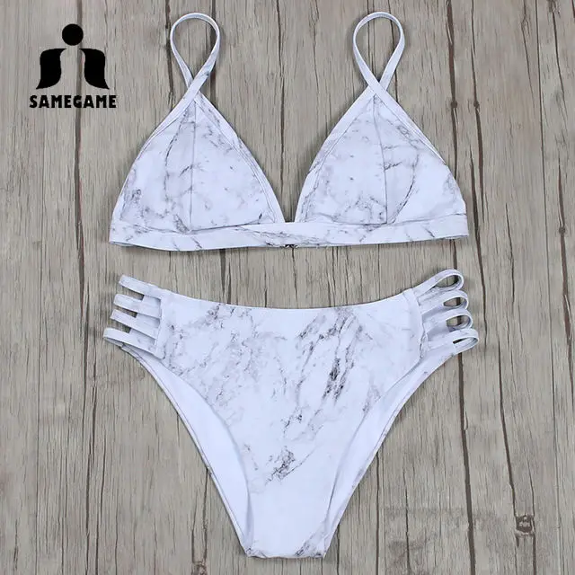 

SAMEGAME 2017 Sexy Micro Bikini Women Push Up Swimwear Retro Swimsuit Cut Out brazilian Bikini Set Beach Wear Bathing Suit White