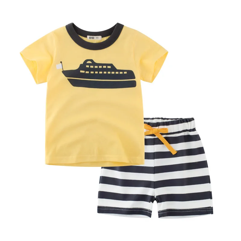 

Boys Clothing Children Cotton Summer ship Boys Clothes Cartoon Kids Boy Clothing Set short-sleeve T-shirt+Pants Hot Sale