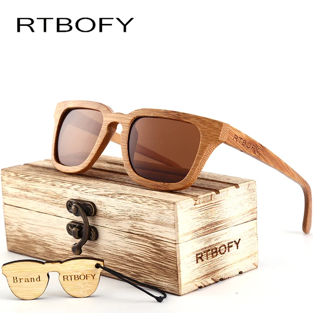 RTBOFY деревянные очки солнцезащитные мужские поляризованных очки солнцезащитные мужские дизайн моды квадратные