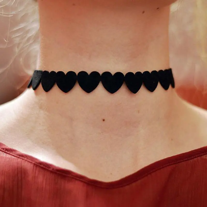 New-fashion-jewelry-heart-design-leather-choker-necklace-gift-for-women girl