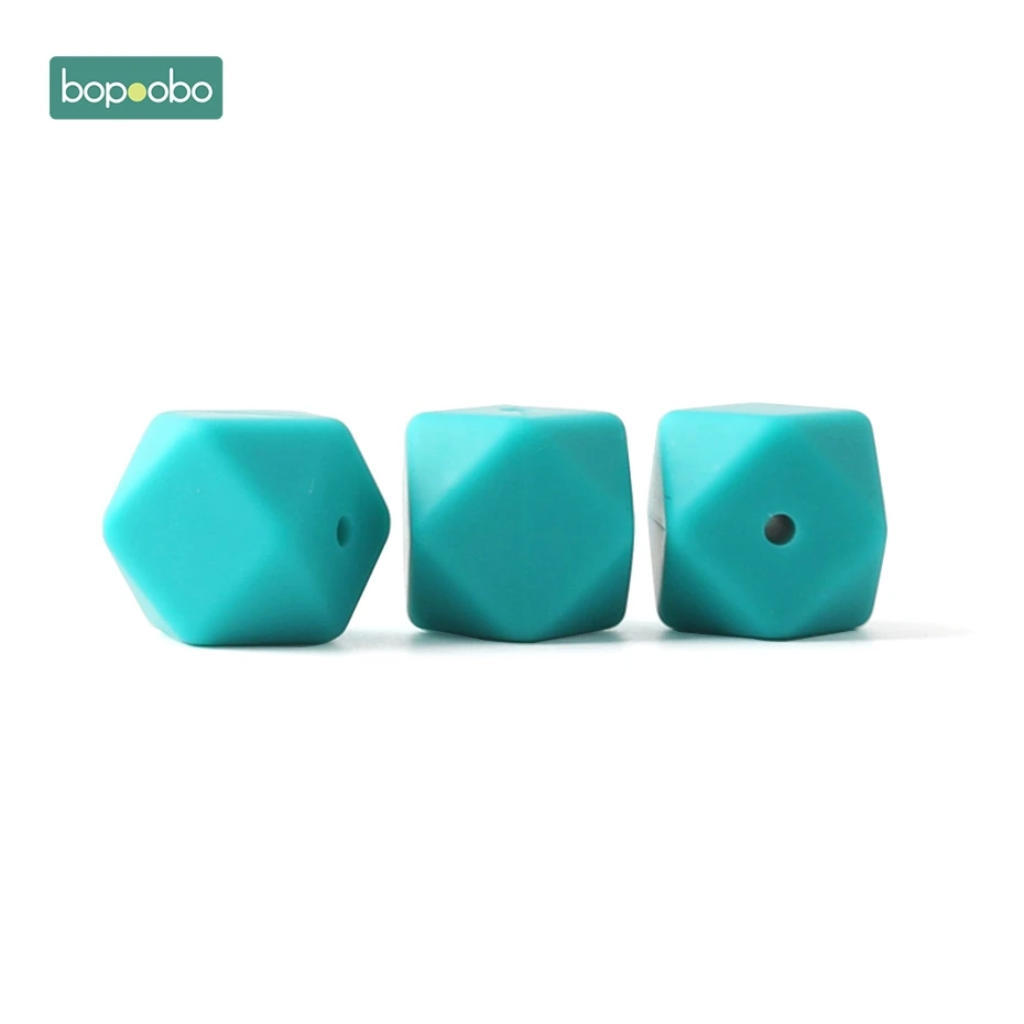 Bopoobo 50pc Silicone Hexagon Beads Baby Teething Beads Silicone Rodent Baby Nursing Accessories Silicone Teething Beads - Цвет: Turquoise