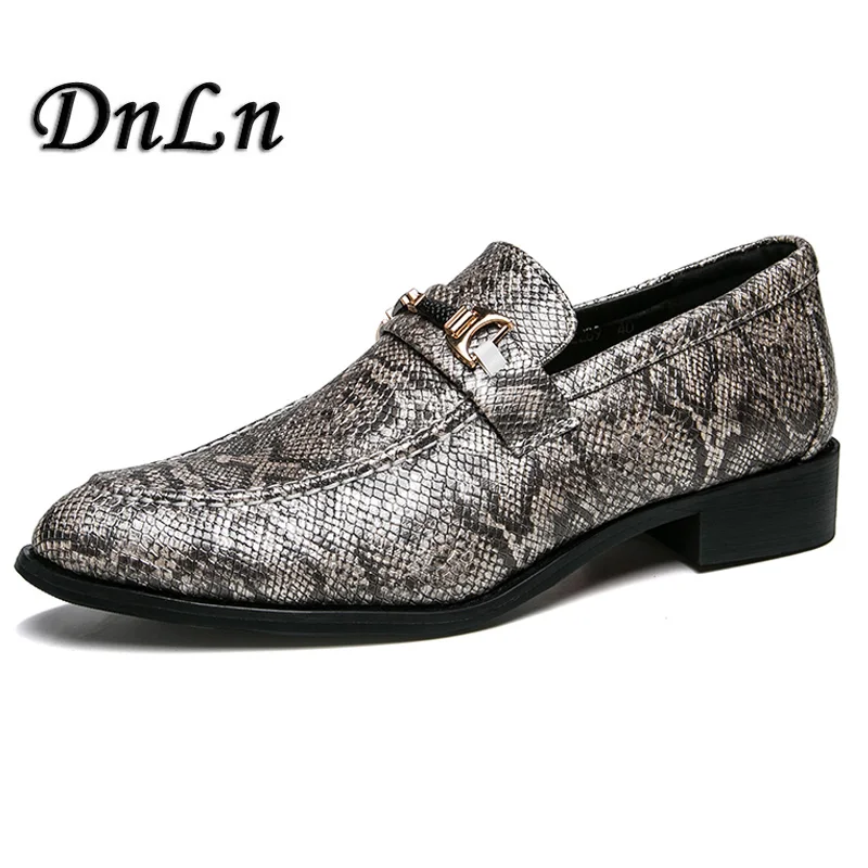 

Fake Snake Skin Print Alligator Leather Shoes Men Loafers Slip On Pointed Toe Men Shoes Casual Slip On 17D50