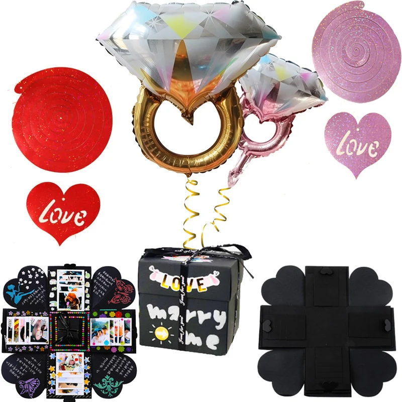 Cyuan 1 قطعة DIY انفجار مربع الحب الذاكرة ألبوم صور هدية مربع القصاصات انفجار مربع للأطفال عيد ميلاد حزب صالح الزفاف ديكور