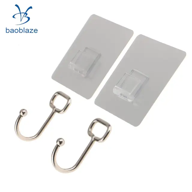 2pcs Adhesive Nail Free No Drilling No Trace Wall Hanging Hooks Stick