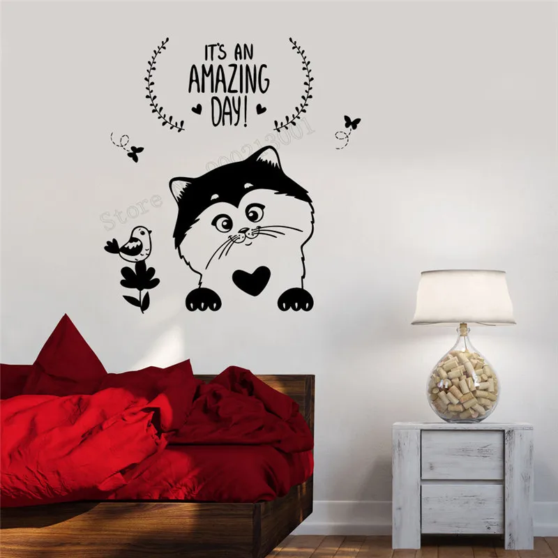 

Wall Art Sticker Cat Inspiration Quote Decoration Vinyl Removeable Poster Cute Pet Sticker Funny Modern Mural LY467