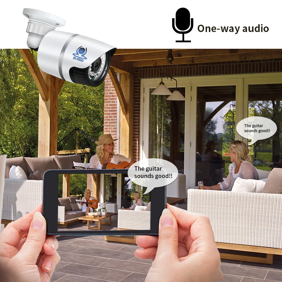 ZSVEDIO камеры наблюдения IP камера Onvif 1080 POE внешний провод 2.0MP Full HD сигнализация IR