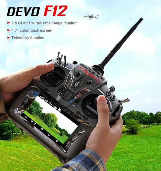 

Walkera Devo F12 2.4Ghz 12CH 5.8G TX5803 DV04 Camera FPV 4.7 Colorful Screen