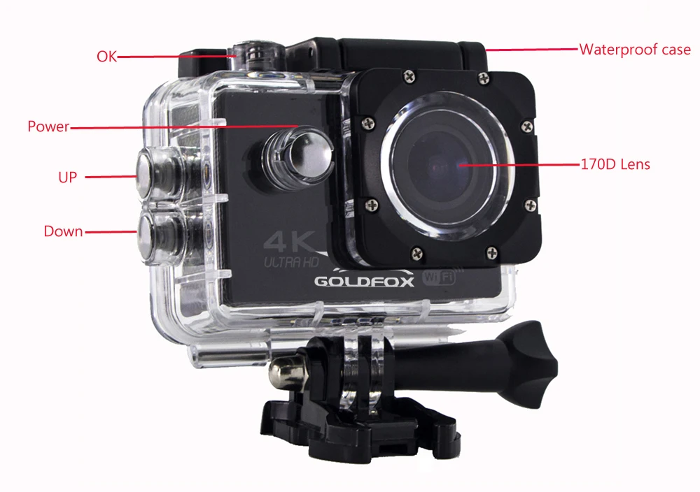 GoldFox H9 стиль 4K/30FPS Wifi 1080P 60FPS 170D Спортивная камера мини DV видеокамера Go