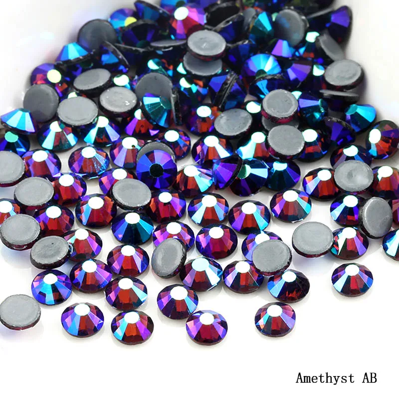 SS6-SS30 Multi-color Crystal AB Hot Fix Rhinestone Crystal Super Glitter Strass Iron On Rhinestones For Nail Art Fabric Garment 