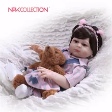 NPK 46 см красный reborn куклы Мягкие силиконовые детские куклы bebe Принцесса reborn bonecas Милая одежда Медведь плюшевая кукла в подарок детские игрушки