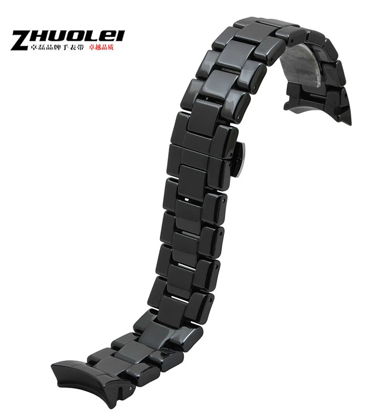 

18mm 22mm Watch Accessories Black Ceramic Watch Band Strap Bracelets Deployment Watch buckle For AR1405 AR1453