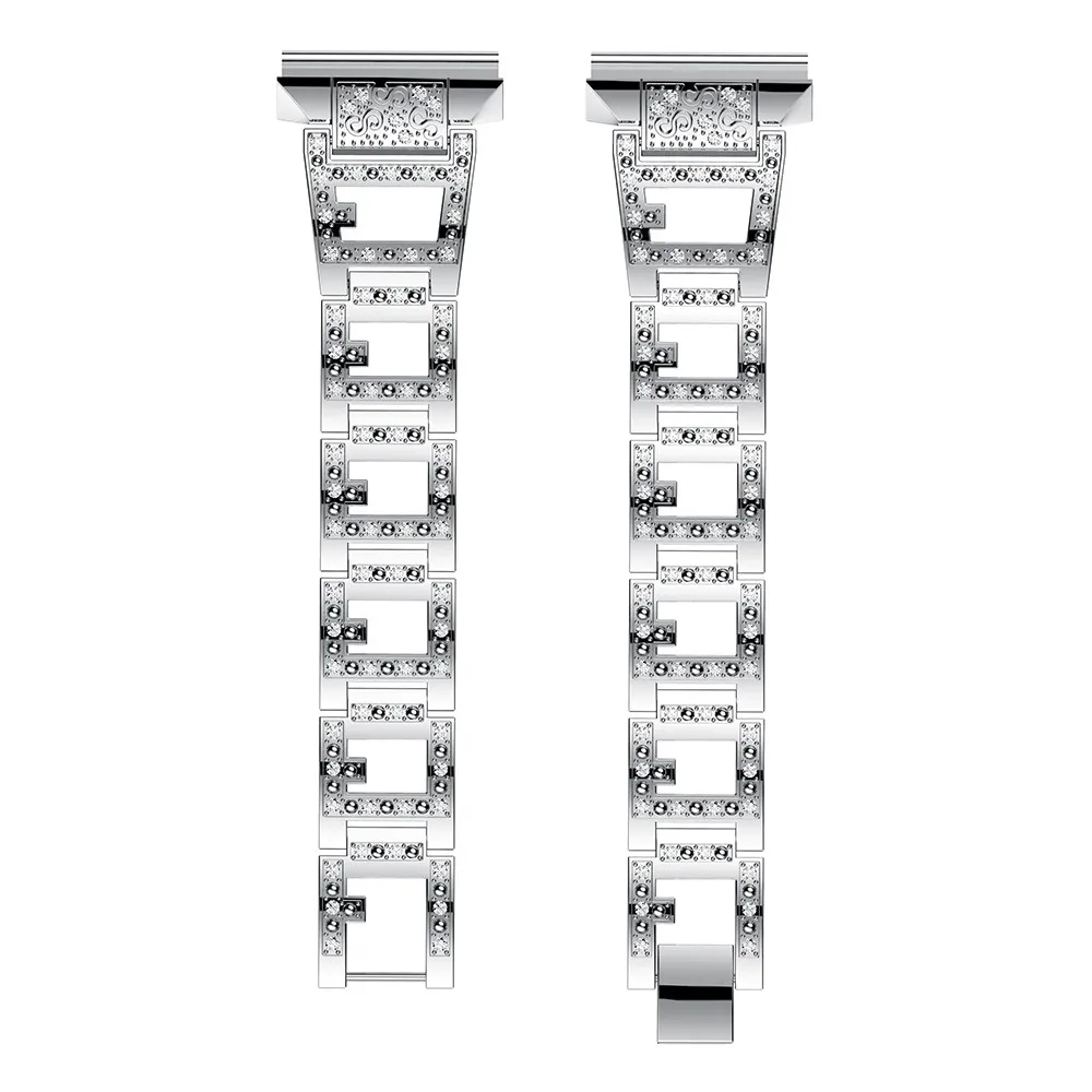 Серебристый Новинка для Fitbit Blaze band ремешок для часов со стразами из нержавеющей стали сменный аксессуар Браслет ремешок с матальной рамкой - Цвет: Серебристый